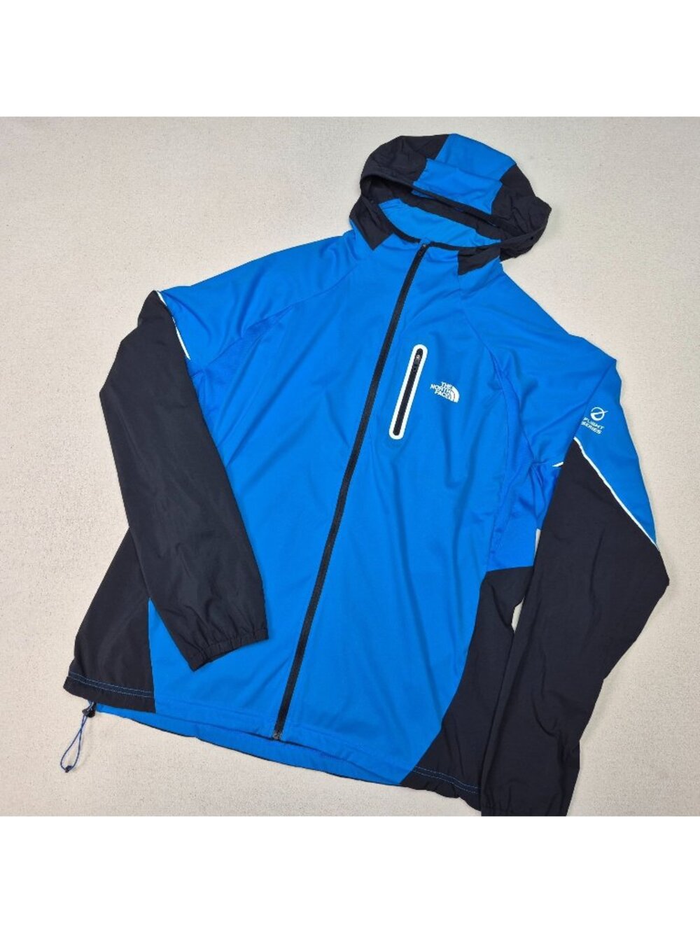 North Face Men's Waterproof Full Zip Hooded Blue/Black Rain Coat Jacket Sz XL